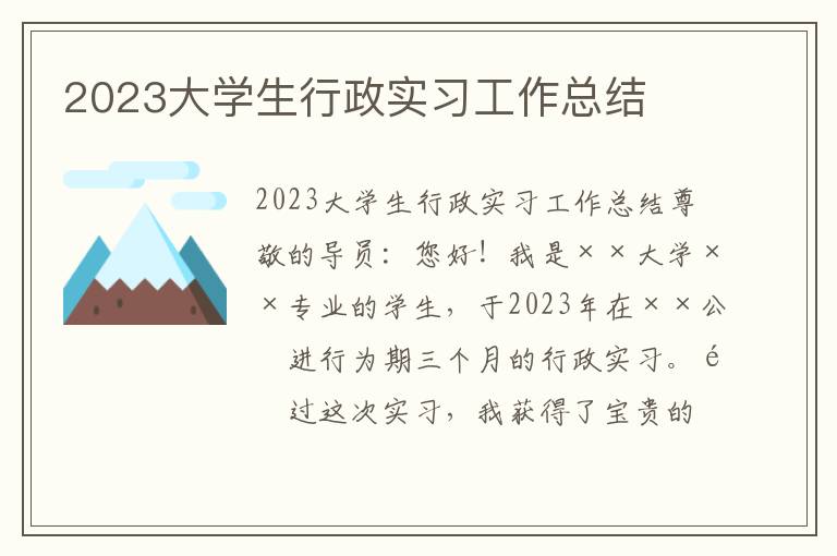 2023大学生行政实习工作总结