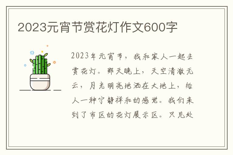 2023元宵节赏花灯作文600字