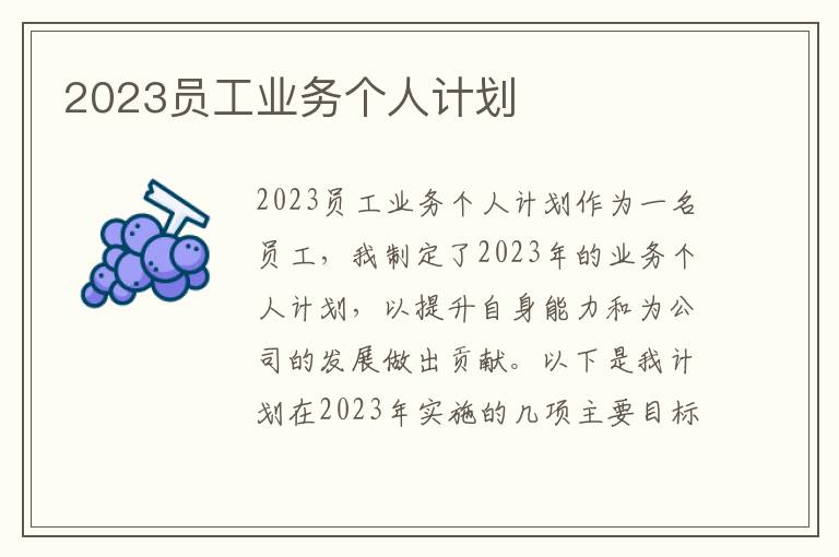 2023员工业务个人计划