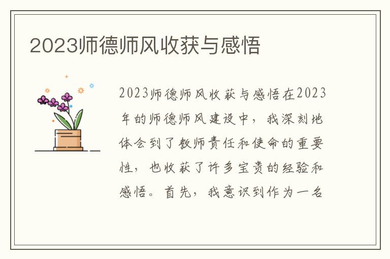 2023师德师风收获与感悟