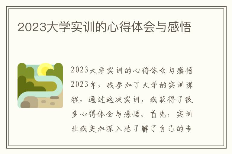 2023大学实训的心得体会与感悟