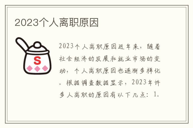 2023个人离职原因