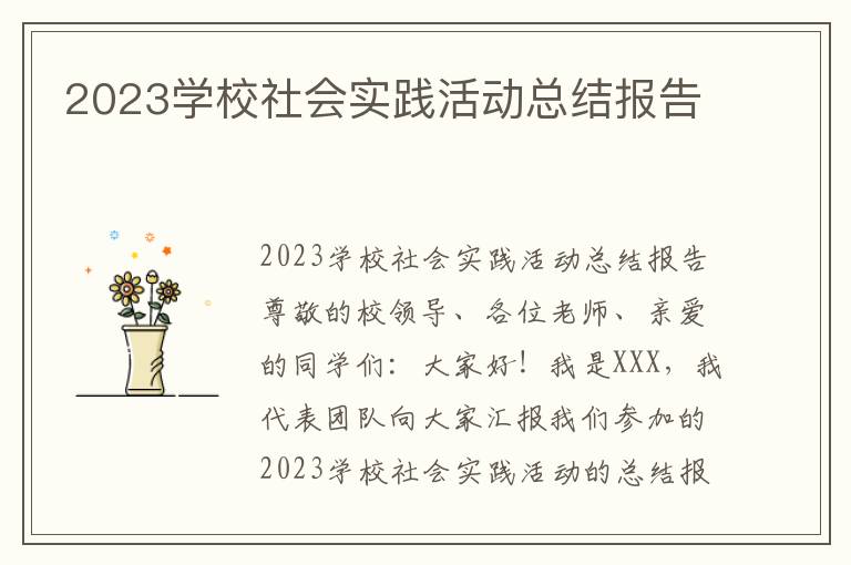 2023学校社会实践活动总结报告