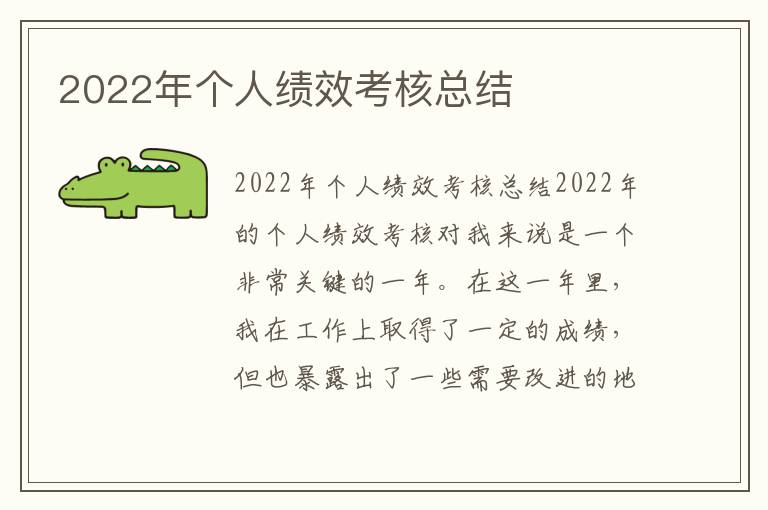 2022年个人绩效考核总结