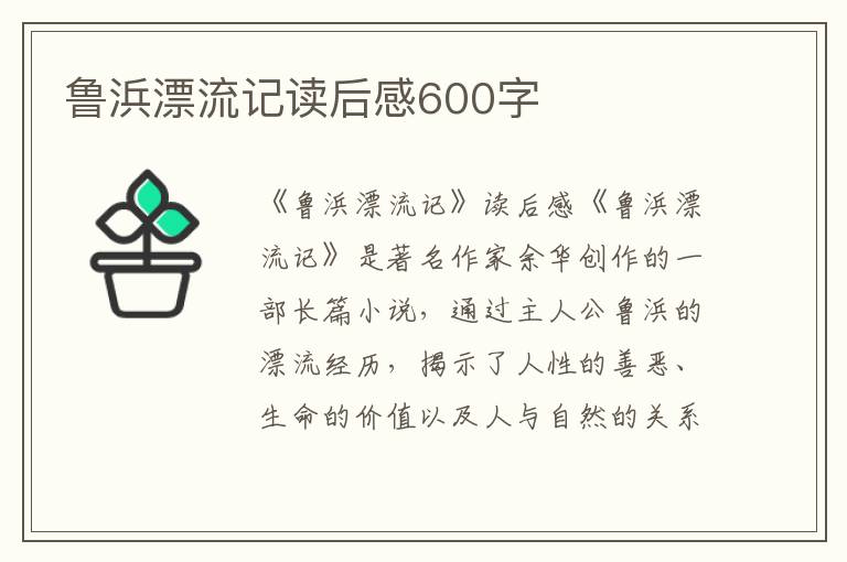 鲁浜漂流记读后感600字